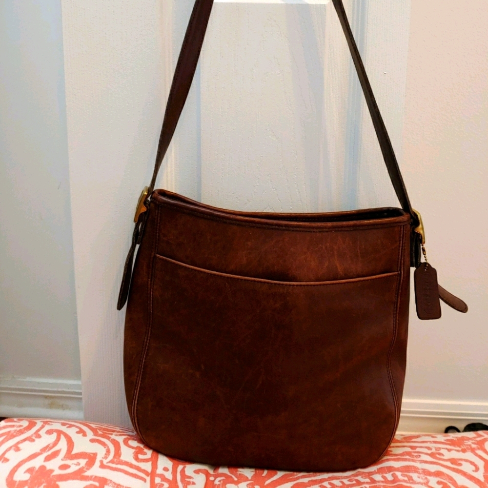 Brown Leather Coach Shoulder Bag